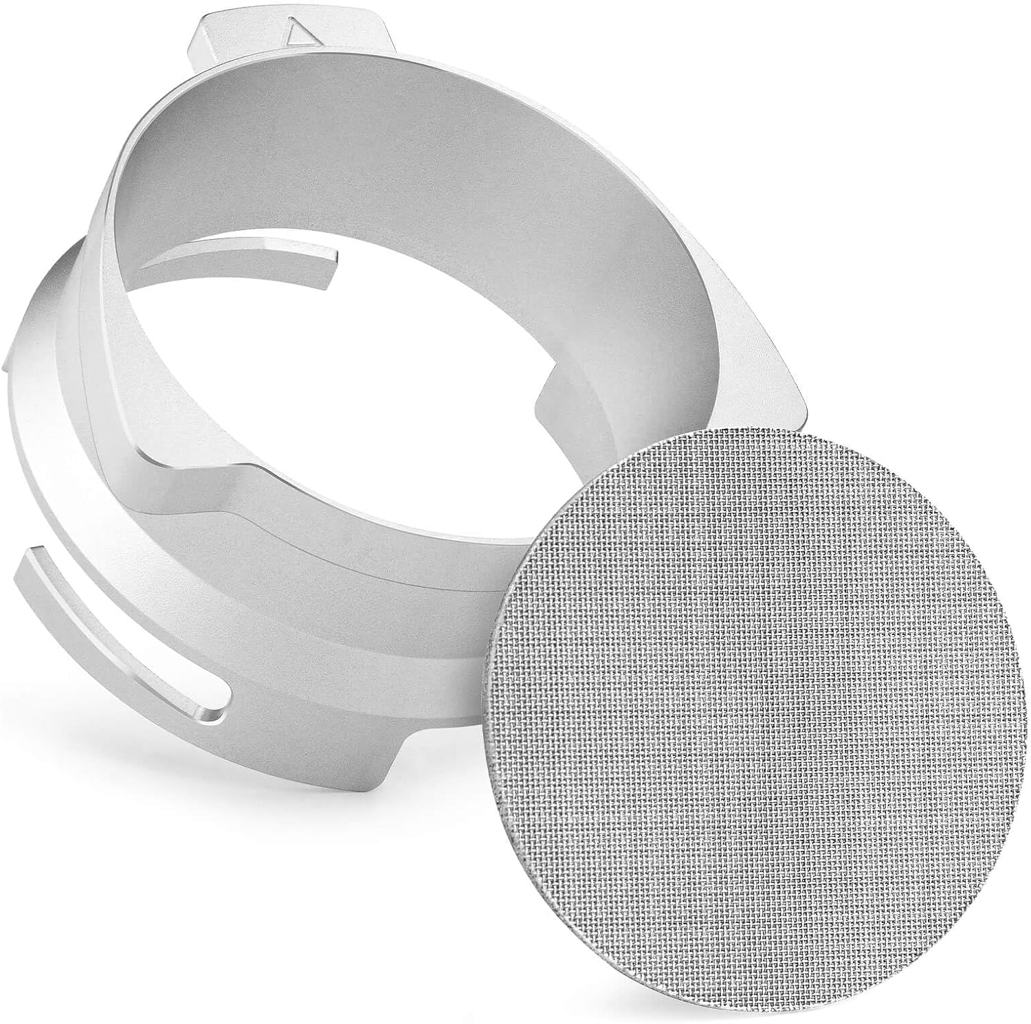 Vomika 54Mm Coffee Dosing Funnel, Hands-Free Aluminum Dosing Ring & 53.5Mm Stainless Steel Puck Screen, Espresso Accessories Suitable for 54Mm Breville Barista Portafilters, with Grinding Trigger image number 5