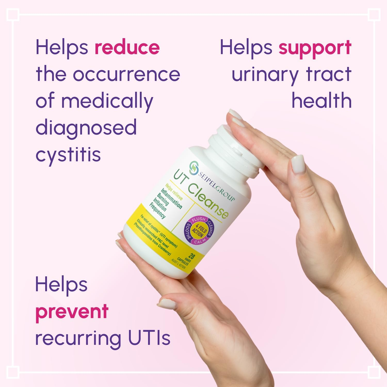 UT Cleanse for Relief of Cystitis - Helps Relieve Inflammation, Burning, Irritation and Frequency, and Prevent Recurring Utis. Non-Antibiotic, Herbal Formula with Clinically Researched Ingredients - 28 Capsules image number 1