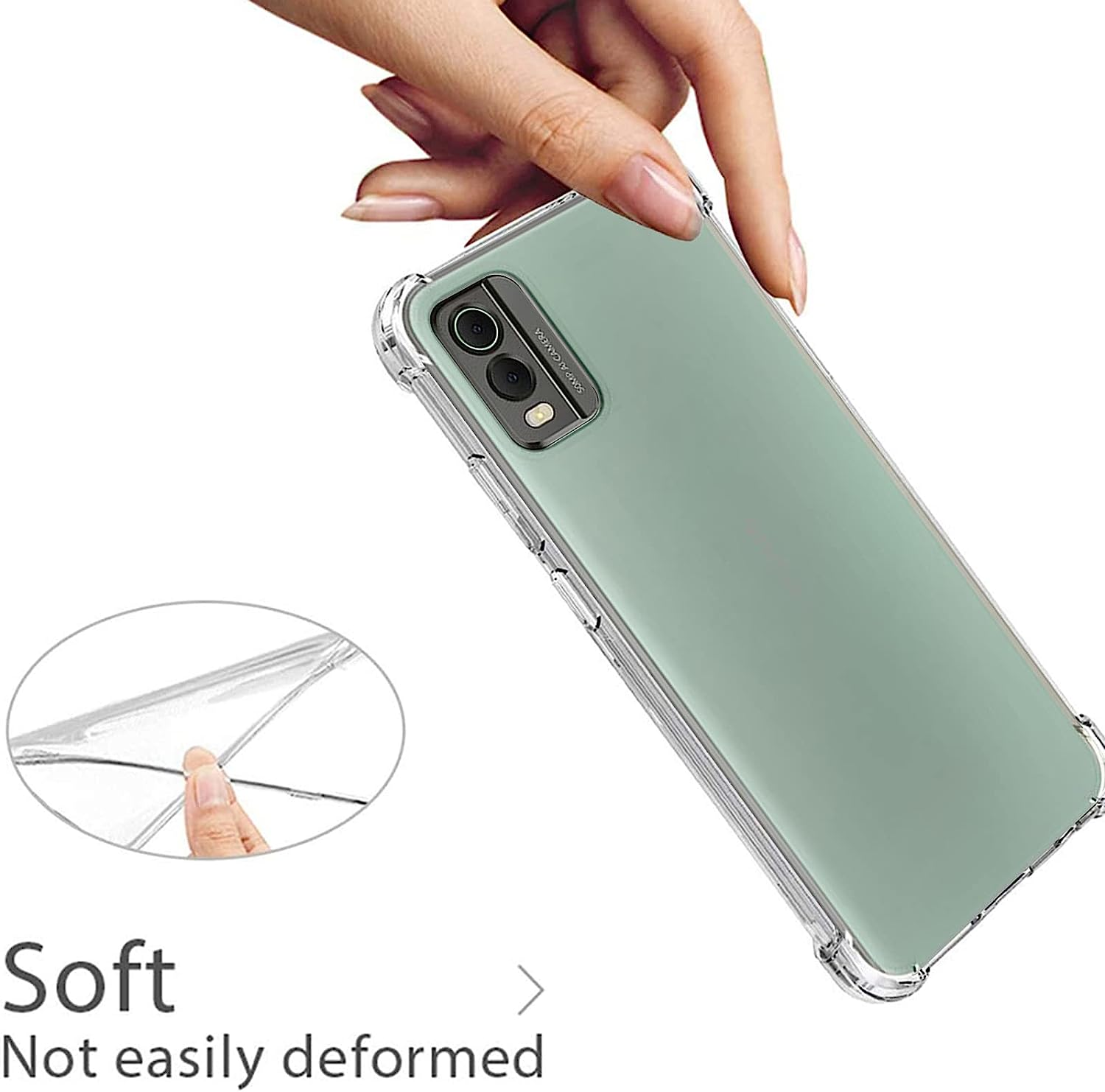 Case for Nokia C32 + [3 Pack] Screen Protector, Electro-Weideworld Ultra Thin Shockproof Soft TPU Clear Protective Case for Nokia C32