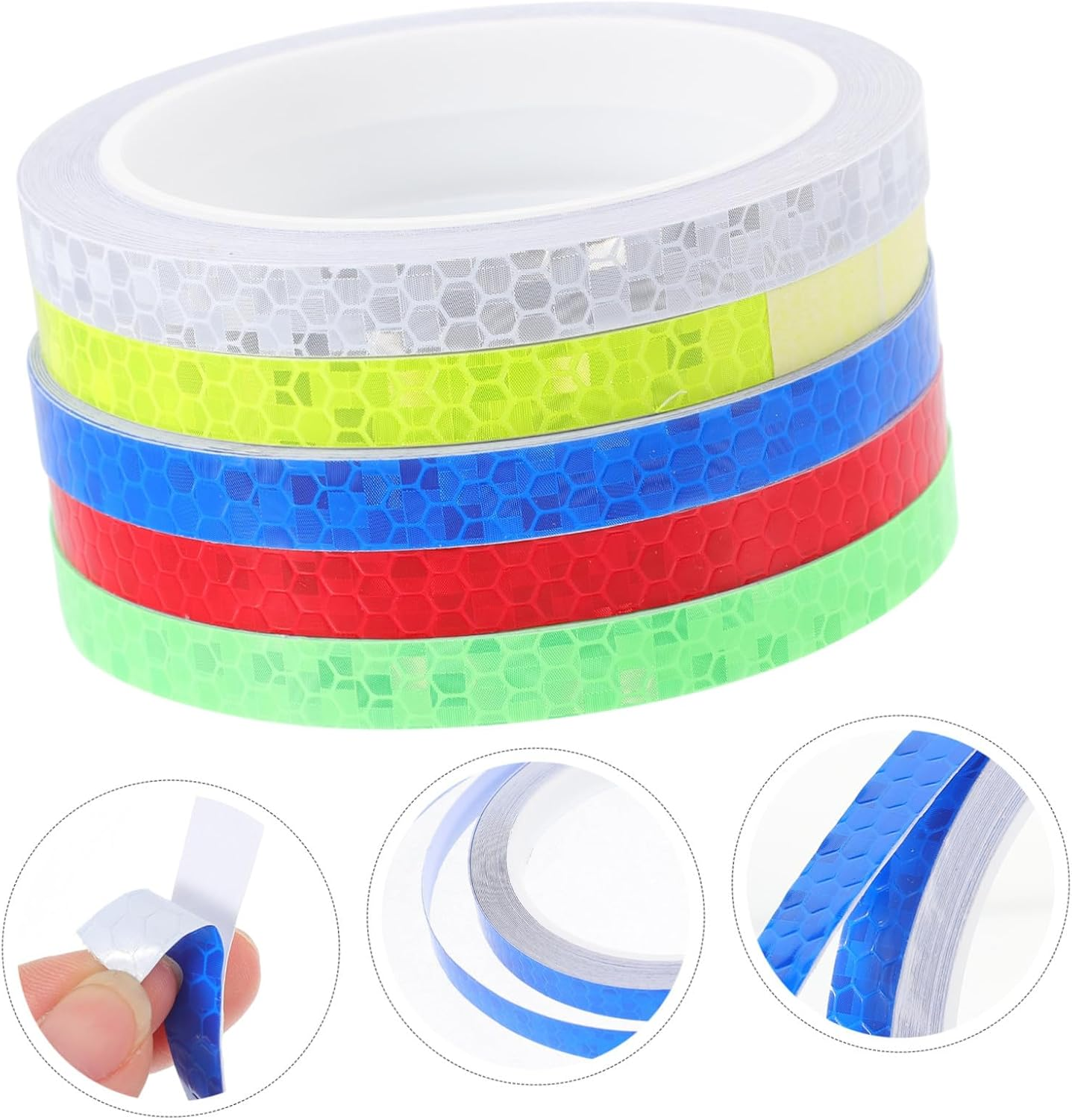 5 Rolls Bike Reflective Tape Multi- -Adhesive Safety Stickers for Night Riding Wear-Resistant Bike Warn Strips Easy Install Reflectors for Adult Cycling Safety
