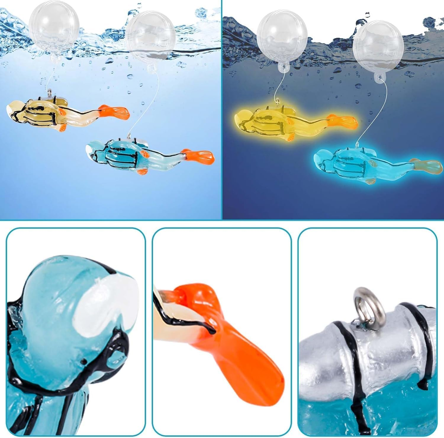 2Pcs Fish Tank Decorations,Fish Tank Floating Diver Decorations,Fish Tank Decorations Little Diver Aquarium Decoration,Lovely Mini Diver Resin Aquarium Decoration Fish Tank Floating Divers Ornaments image number 4