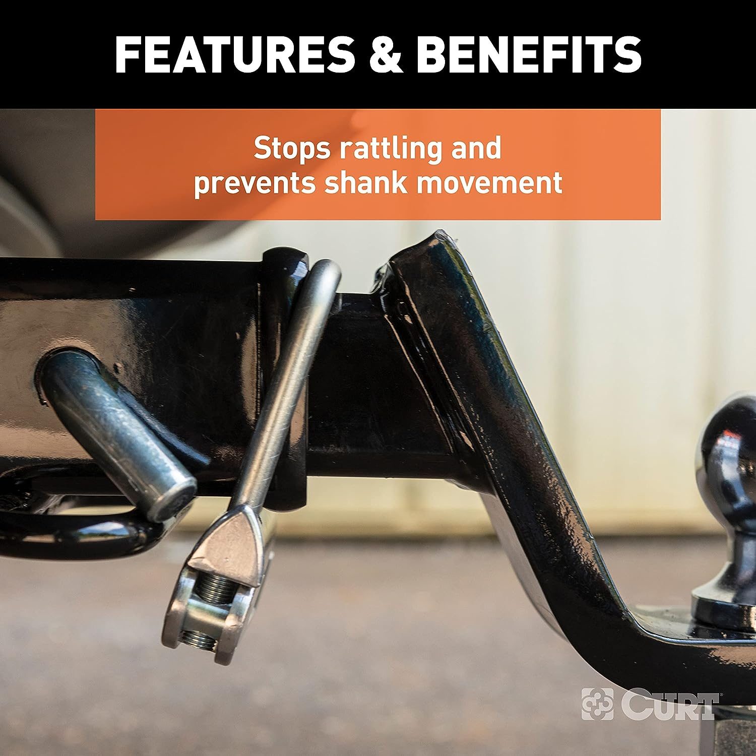 CURT 22325 No-Tool Anti-Rattle Hitch Clamp Tightener for 2-Inch Receiver, Hollow or Solid Shanks image number 3