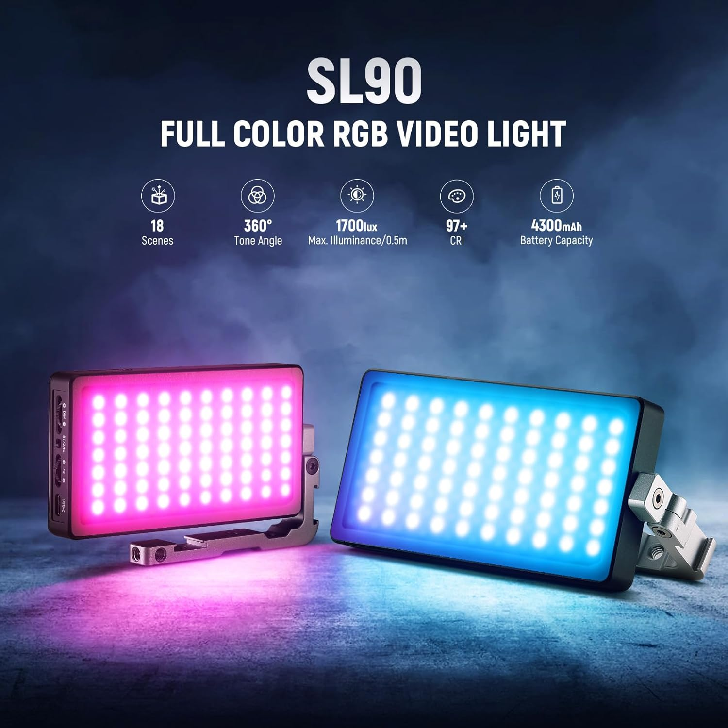 NEEWER 12W RGB Video Light, on Camera LED Panel Key Lighting for Streaming Selfie, 2500K-10000K CRI97+ App/2.4G Control 4300Mah Battery Desk Tripod Stand for Vlogging Video Recording Podcast, SL90 image number 3
