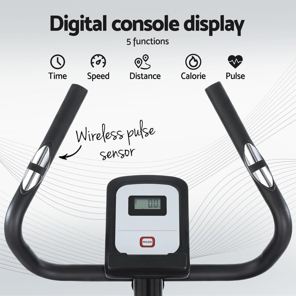 Everfit Exercise Bike, Magnetic Spin Bikes Trainer Stationary Flywheel Home Gym Fitness Cardio Indoor Cycling, with Wireless Pulse Receiver and Digital Monitor Display Grey image number 3