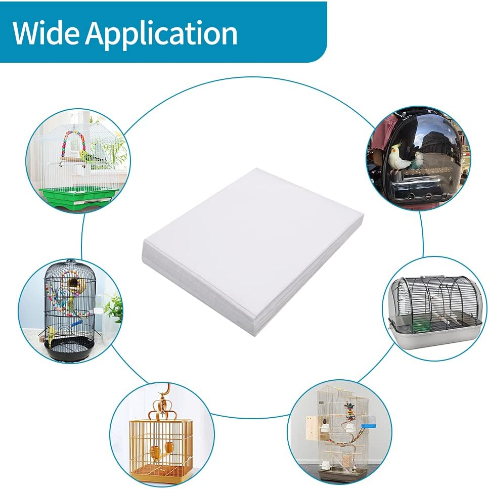 Bird Cage Liner Papers, 100 Sheets 12.2&times;10In Non-Woven Bird Cage Liners, 4 Size to Choose, Precut Absorbent Bird Paper (12.2&times;10In, 100 Sheet)