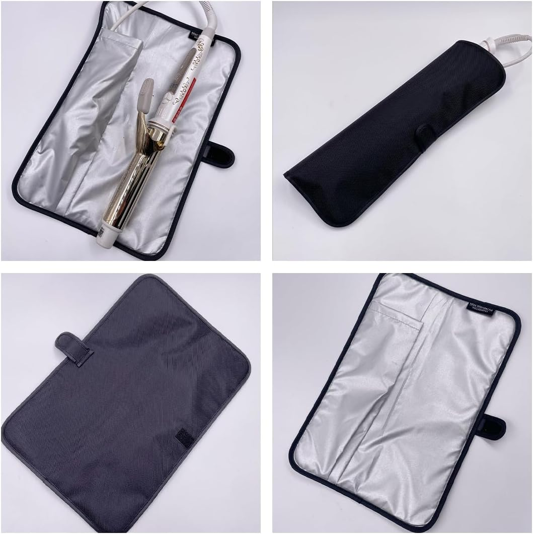 KSJEHW Heat-Resistant Mat for Curling Irons, Straighteners, Straighteners and Hair Styling Tools, 34 X 11 Cm, Black, Durable up to 450&deg;F image number 5