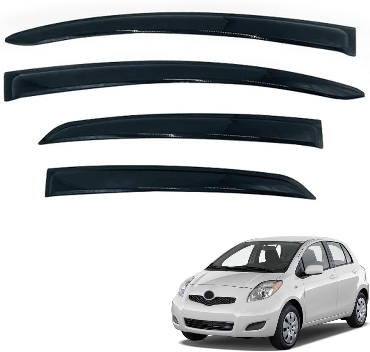 OAD4X4 Weathershields Compatible with Toyota Yaris Hatch 2005-2011, Weather Shields Window Visors Wind Deflectors Sun Rain Guard 4PCS Set