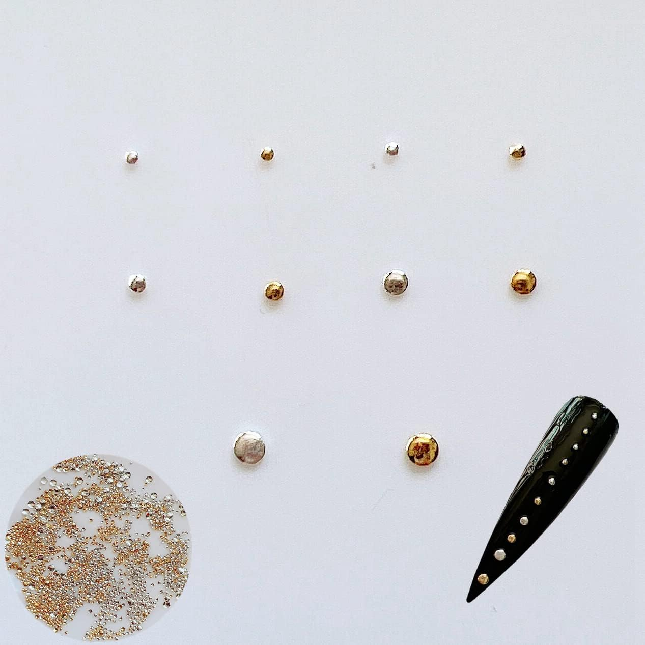 Approx.1000Pcs/Bag Nail Art round Metal Stud Different Size Stud Gold and Silver Color 10011 image number 4