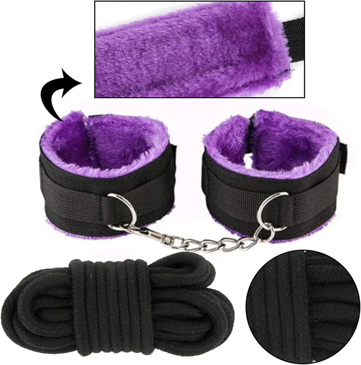 11PCS Bondage Set Erotic Suit Sex Bondage Toys for Couples Bed Restraints Set Adjustable Neck and Leg Cuffs Kit Sexy Swing Sex Restraintants Set with Anal Plug Trainer Kit (Red) (Purple)