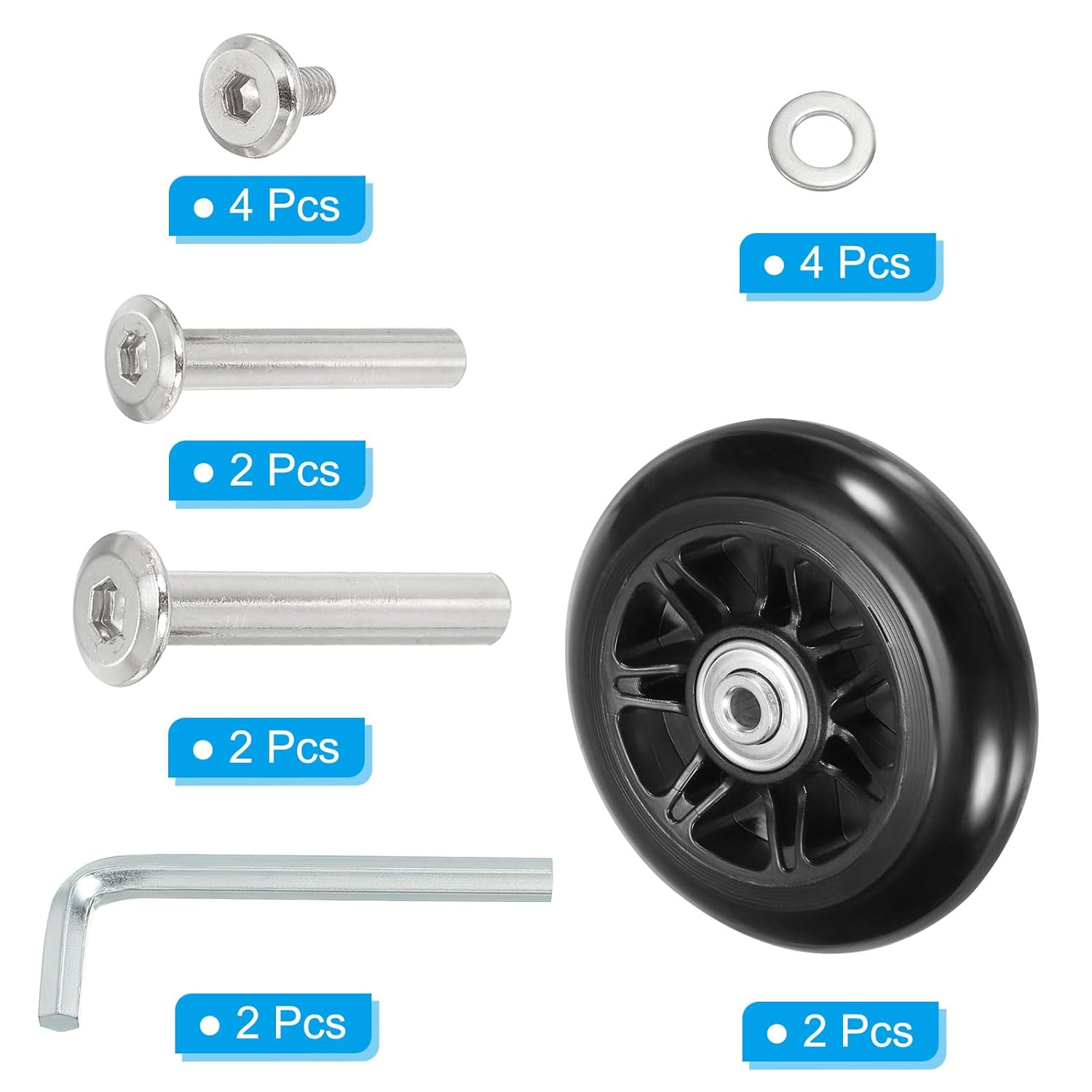 Uxcell Replacement Luggage Suitcase Wheels Repair Kit, 90Mmx24Mm Wear-Resistant & Mute Swivel Caster Wheels