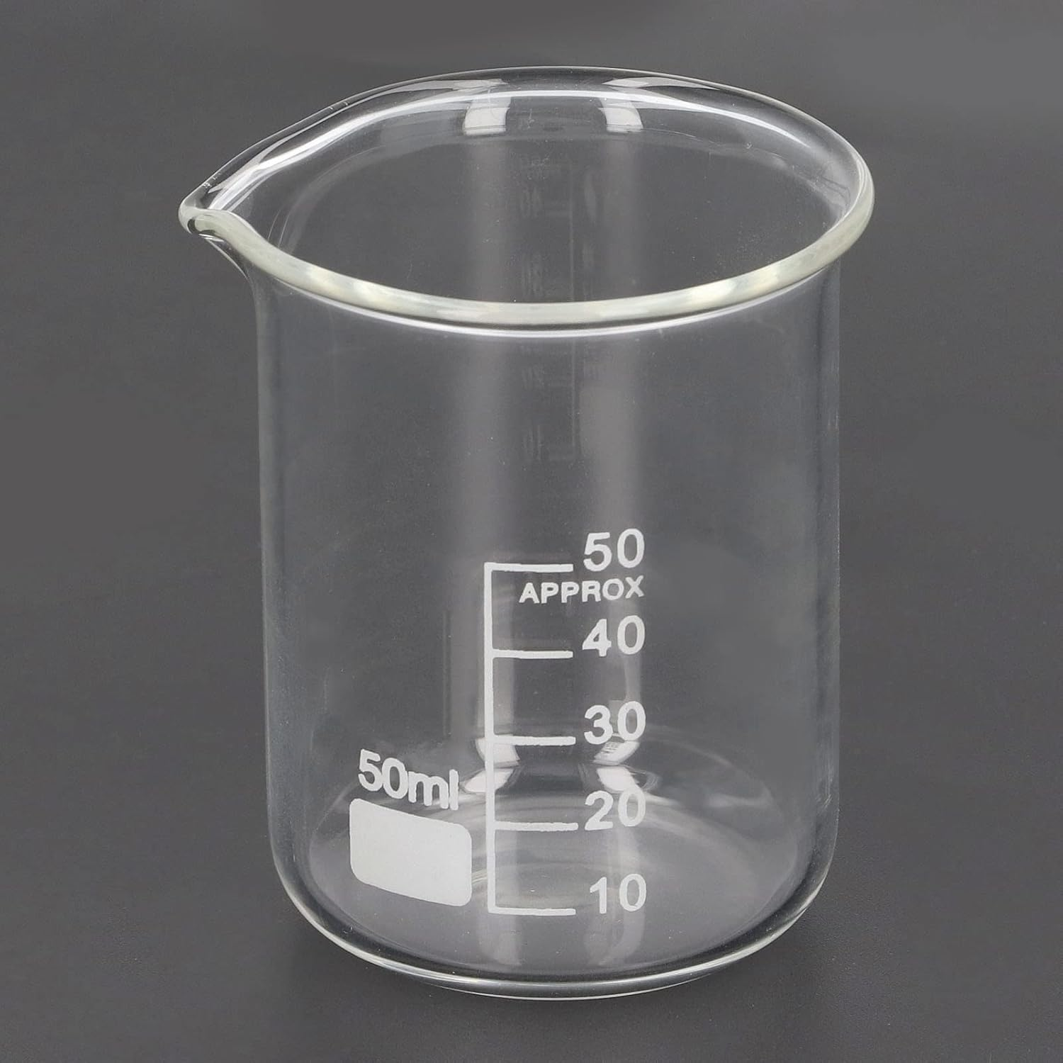 Glass Beaker, 10Pcs 50Ml Lab Beakers Glass Graduated Beaker Set, Professional Borosilicate Glass Measuring Beakers for Laboratories Classrooms