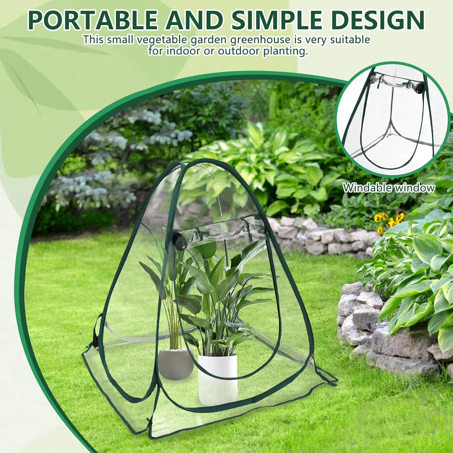 Pop up Greenhouse Cover, Mini Greenhouse Cover with Ground Stakes and Carry Bag, Indoor Outdoor Backyard PVC Flower Shelter, Small Sunshine Room for Cold Frost Protector Gardening Plants