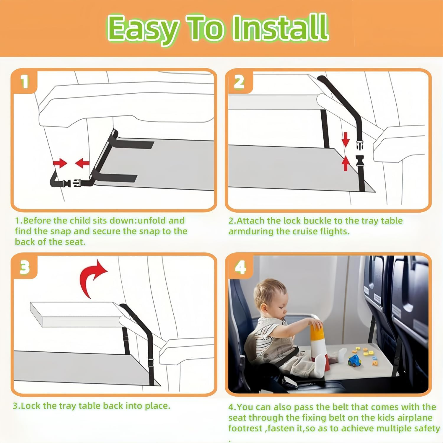 Toddler Airplane Bed, Kids Airplane Seat Extender Travel Bed, Kids Airplane Travel Essentials, Airplane Must Have for Toddlers, Portable Plane Bed Foot Rest for Flights (Starry Sky Blue) image number 3