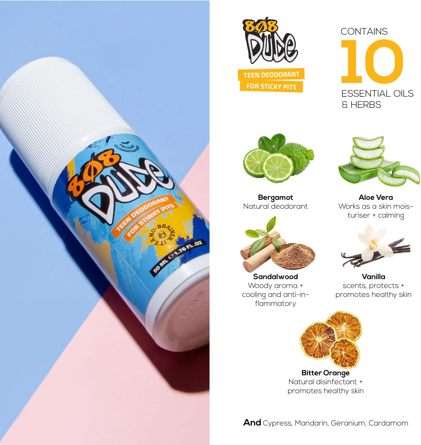808Dude Certified Organic Deodorant for Teen Boys. Eliminate Kids Stinky Pits. Aluminum Free. Native and All Natural Cruelty Free and Vegan Ingredients for the Ultimate Kidz Armpit Detox 50Ml image number 5
