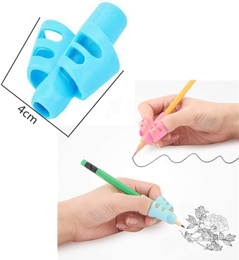 CAASFOOY Pencil Grip Set,Pencil Grips for Kids Handwriting, Pencil Grips, Children Writing Aid Pencil Gripper Trainer, 6 Pack, 4 Colors image number 2