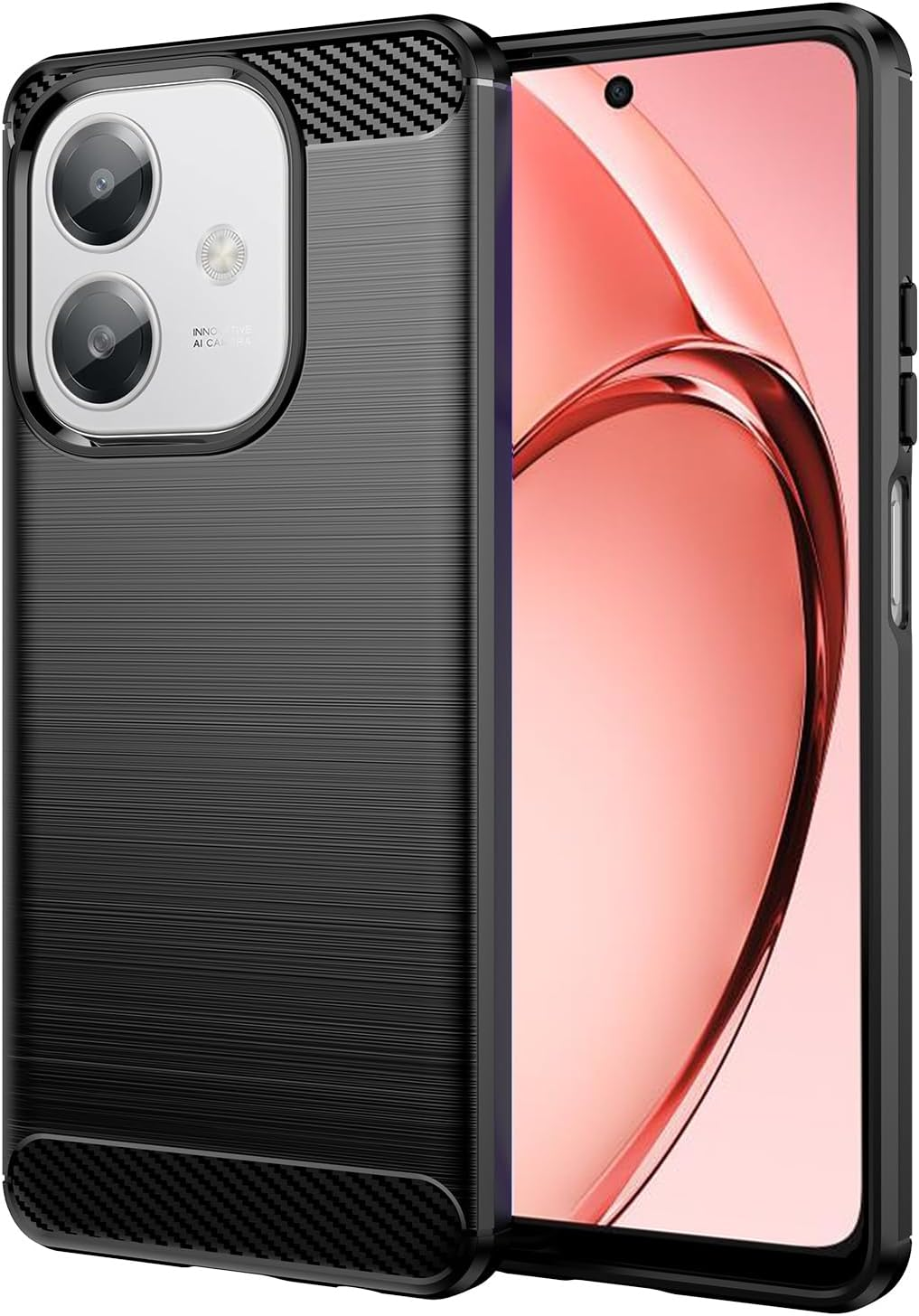 HEYUS Case for Oppo A60 5G /A40 /A40M /A3 /A3X 4G, Shock-Absorption Brushed Flexible Soft Carbon Fiber Protective Cover for Oppo A60 5G /A40 /A40M /A3 /A3X 4G- Black image number 4