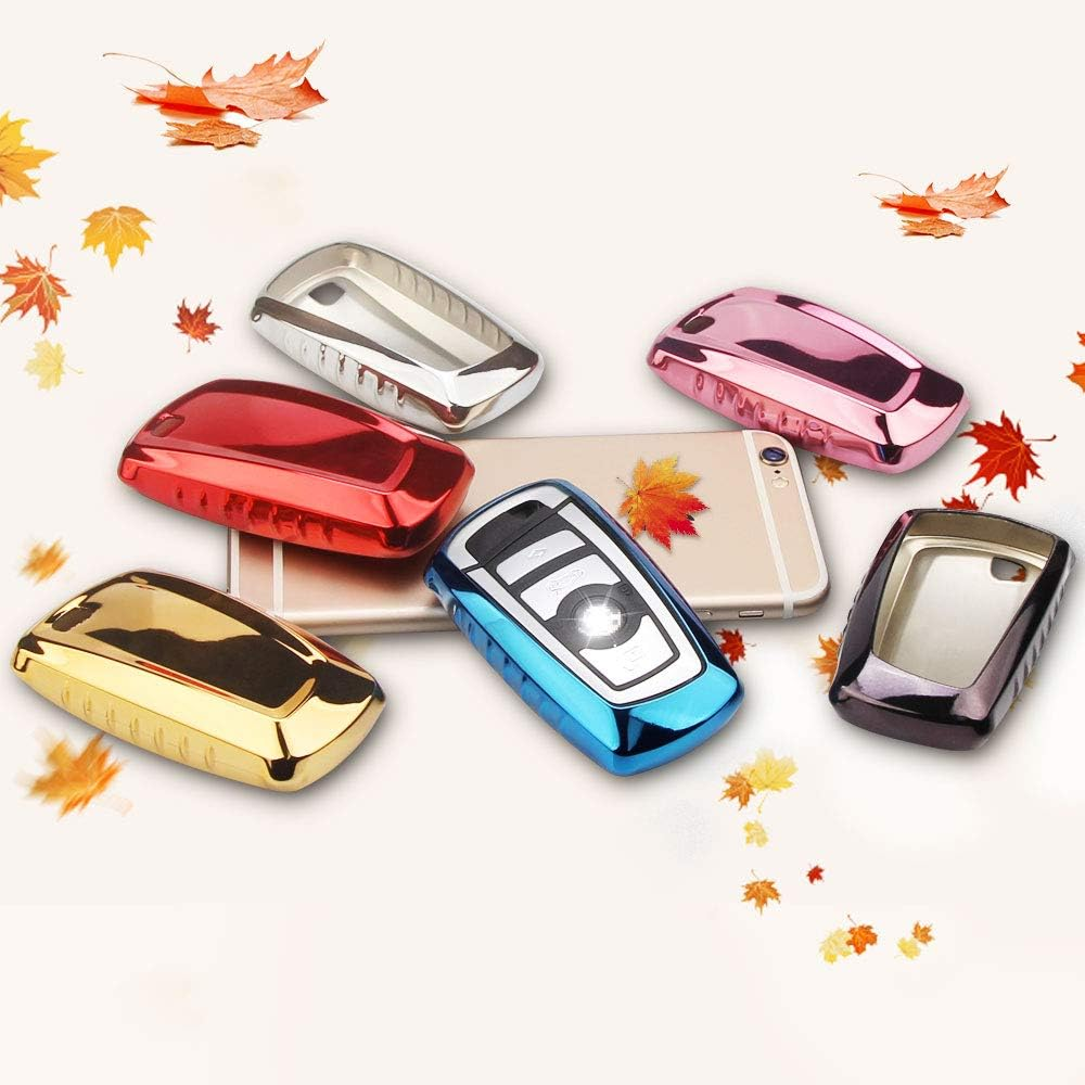 QBUC for Key Fob Cover Protective Case, Soft TPU Anti-Dust Protection Key Case Shell Keyless Remote Control Smart Car Key Protector&iexcl;&shy; Bmw-Blue image number 2