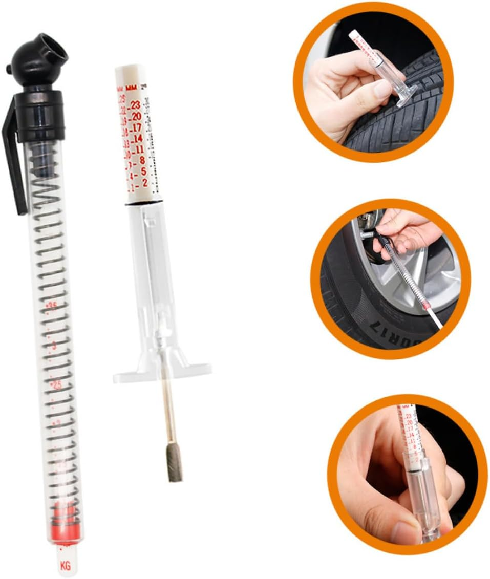 TINEASUR Tire Depth Gauge Tool Tread Depth Gauge for Cars Trucks Motorcycles Automotive Replacement image number 4