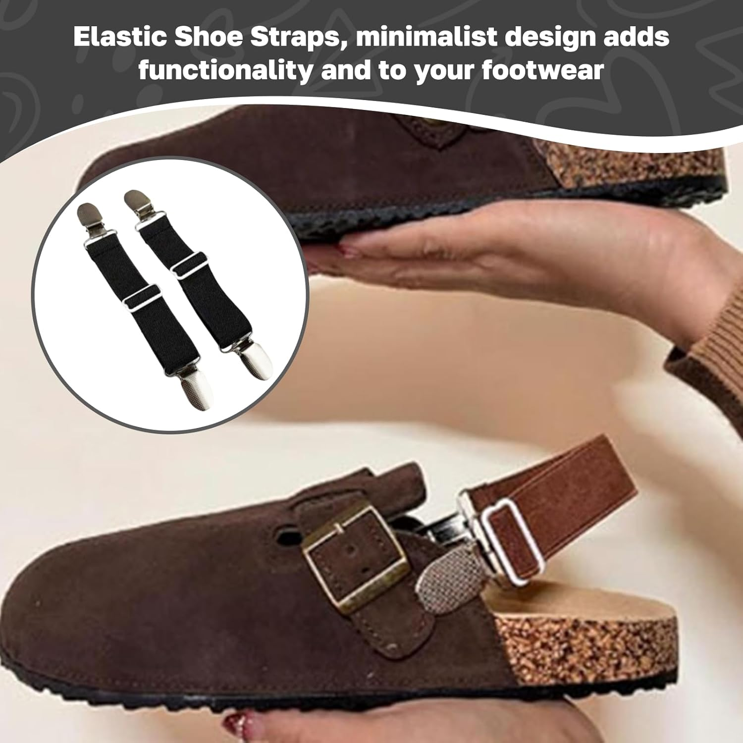 Elastic Shoe Straps Elastic Band Replacement Heavy Duty Women Slide Heel Straps - Black image number 5