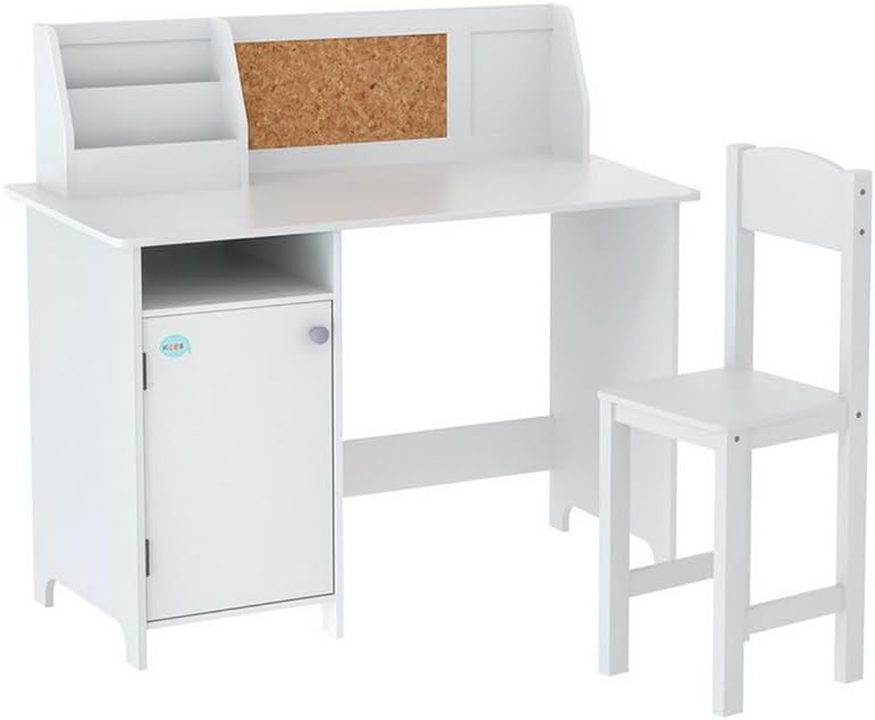 Keezi Kids Table and Chair Set Children Study Play Toys Desk W/Cabinet Storage image number 1