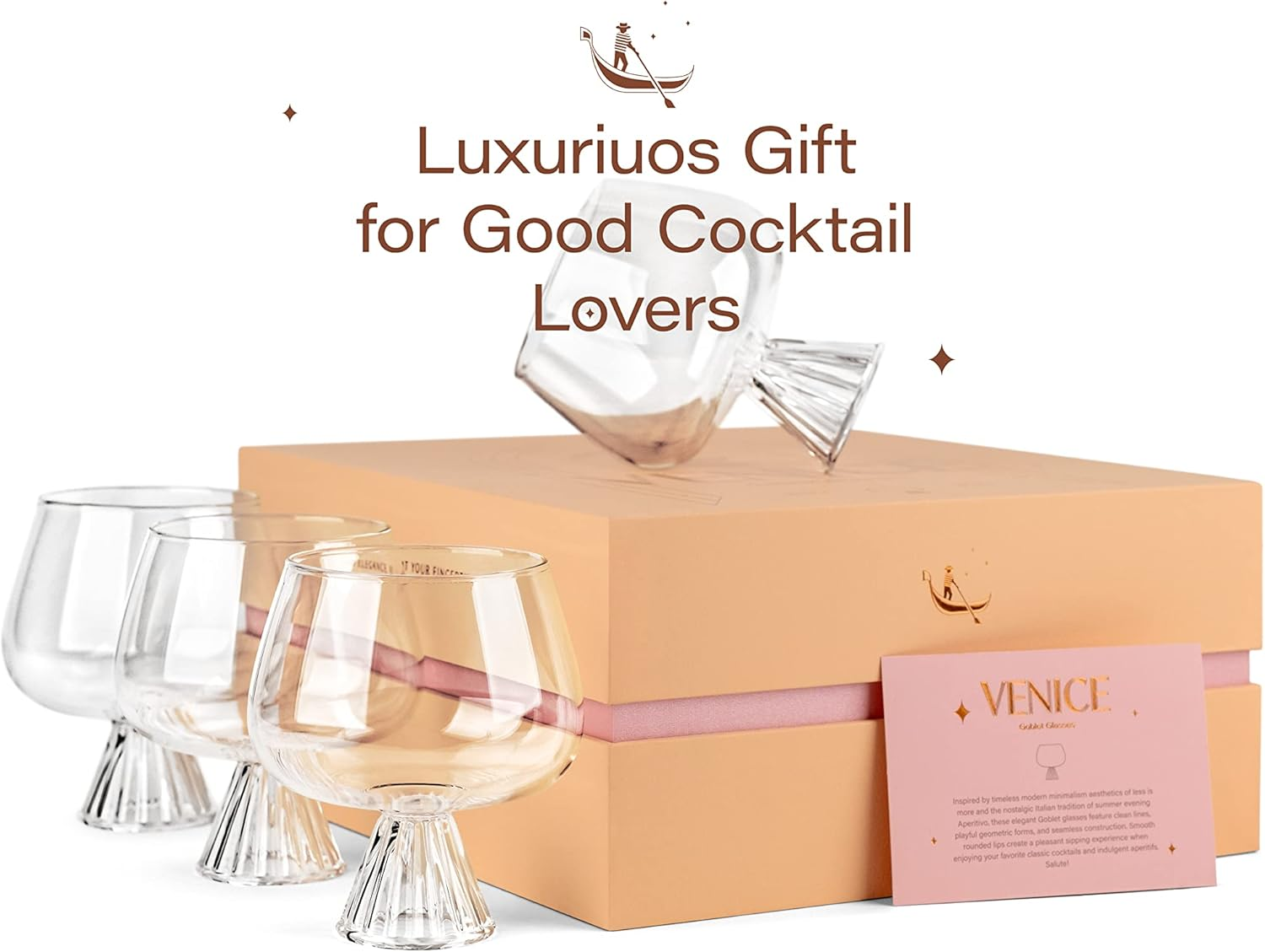 Venice Goblet Cocktail Glasses for Gin Tonic, Aperol Spritz,Sangria | Modern Glassware Collection | Set of 4 | 17 Oz Light Borosilicate Glass Balloons for Home Bar Drinks image number 2