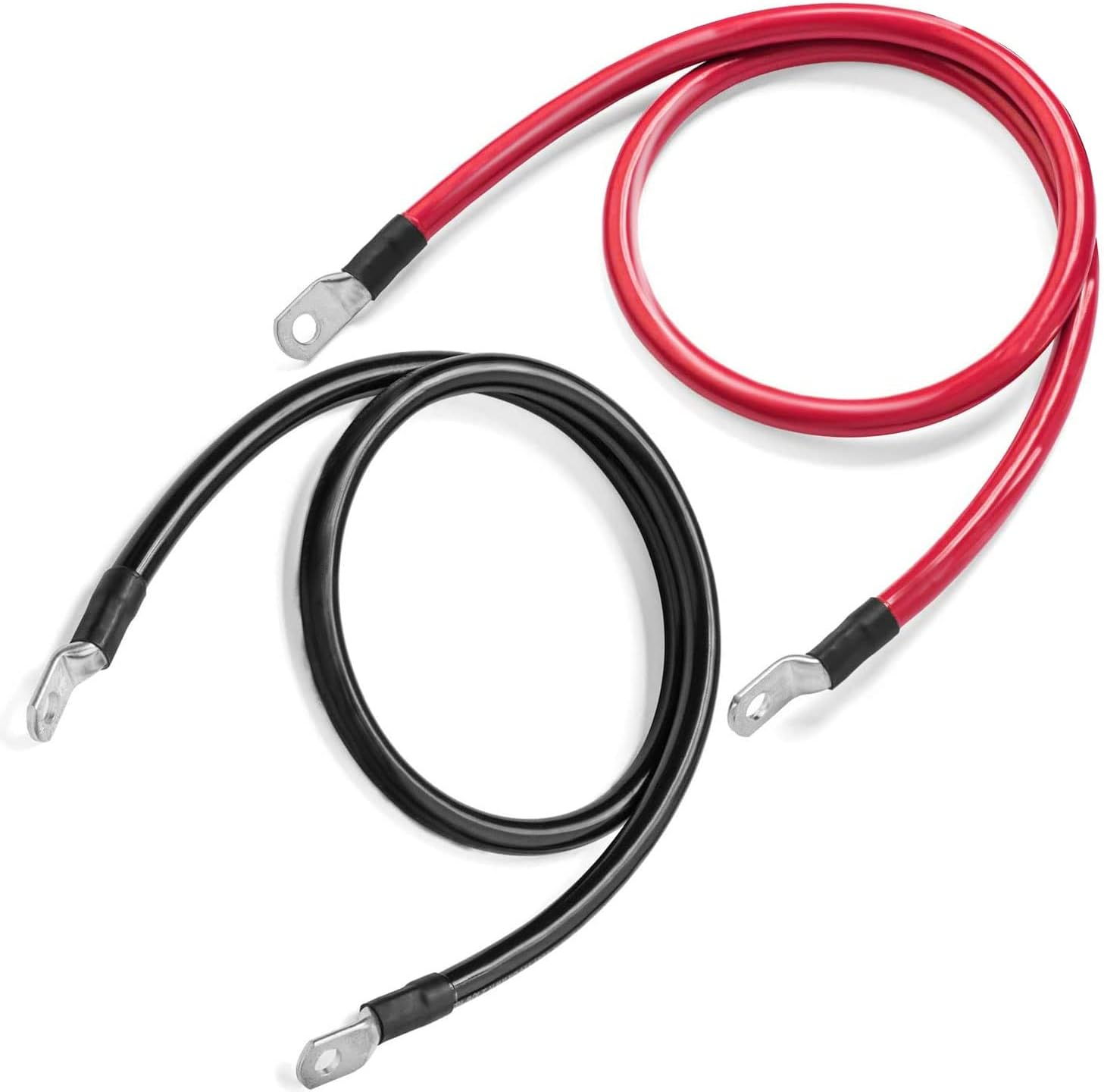 5 AWG Gauge Parallel Battery Power Inverter Cables with Terminals, Pure Copper Battery Cables Set with 3/8 Inch Copper Ring Ends for Solar, RV, Car, Boat, ATV, Motorcycle (1 Set,50Cm/1.65Ft,16Mm&sup2;) image number 3