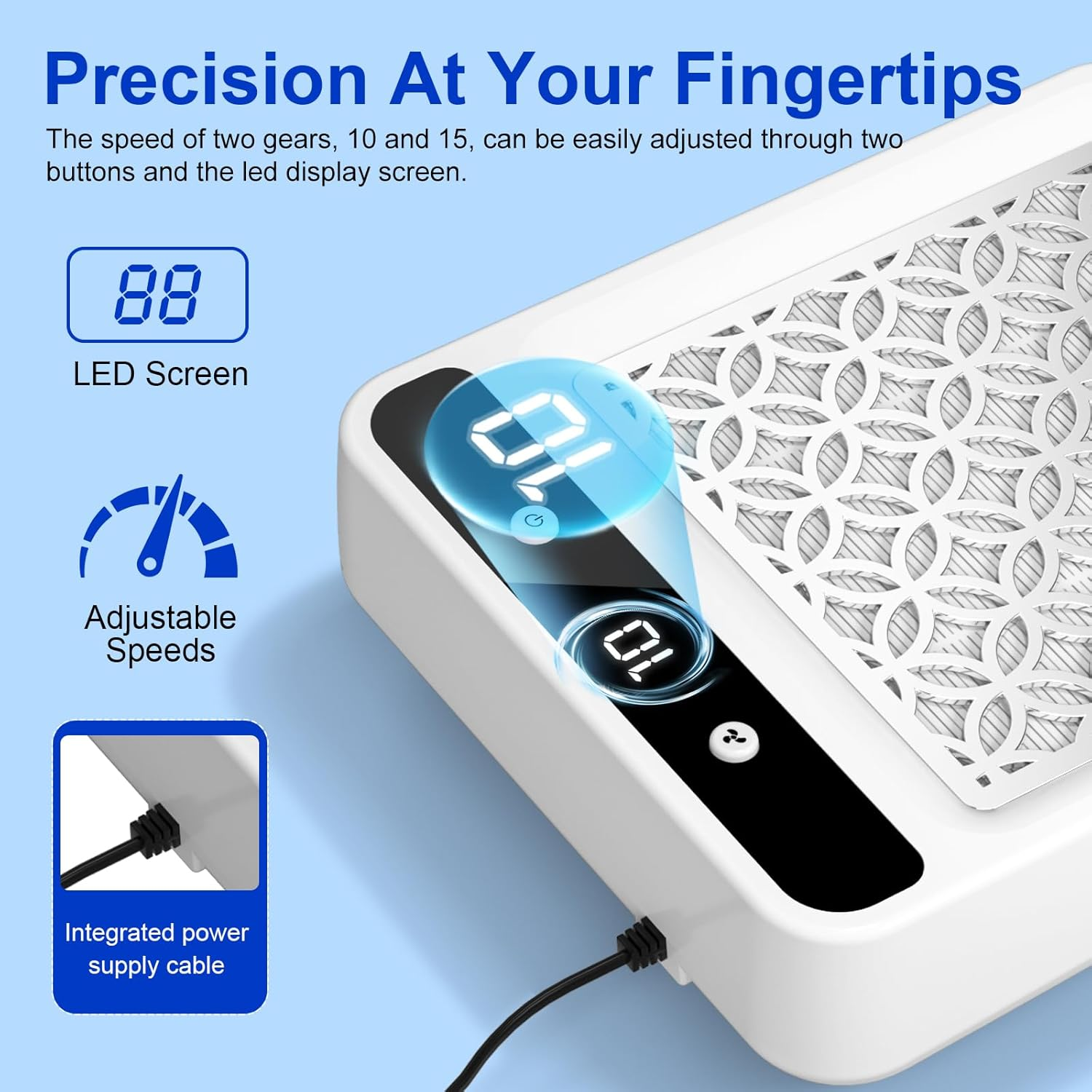 Mirage LAYON Nail Dust Collector - Ultra-Quiet & Powerful Dust Collector for Nail Techs, Professional Nail Dust Extractor, Perfect for Acrylic Nails, Salon & Home Use image number 4