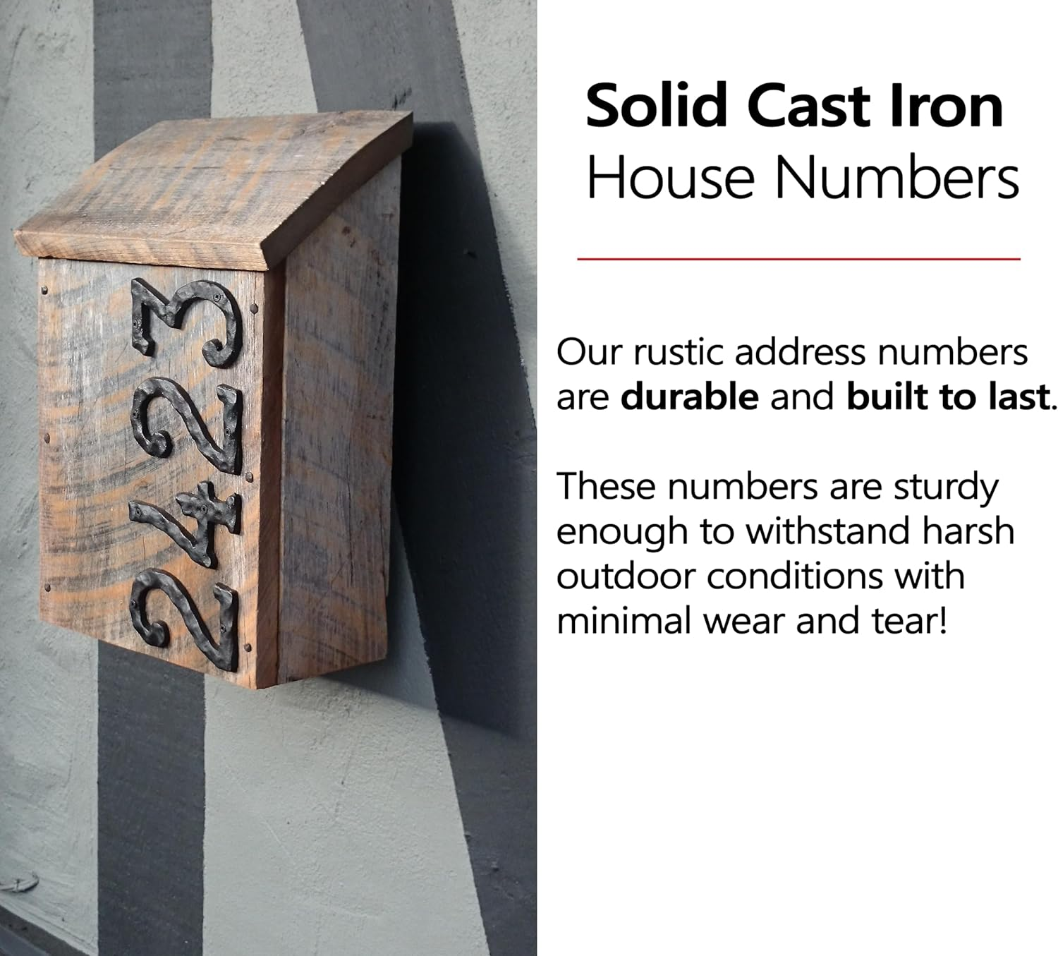 NACH House Numbers, 5.5 Inch Black Address Number 9 for outside - Rustic with Mounting Hardware