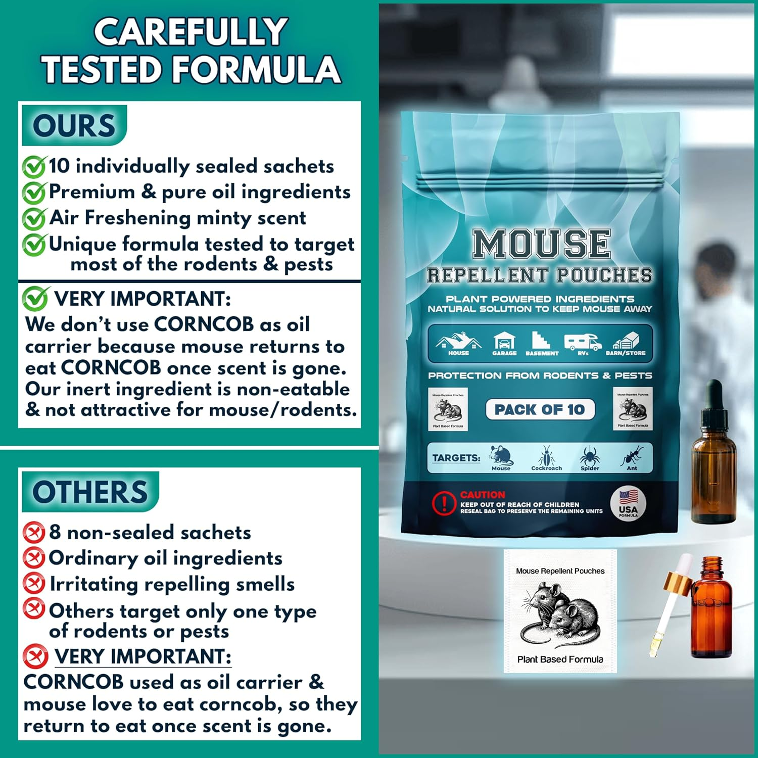Extra Strong 12Pack Vamoose Mouse Repellent Pouches Botanical Rodent Repellent Indoor Rat Deterrent Outdoor Vamoose Rodent-Repelling Pouches Mice Deterrents for Home Attic/Office/Shed/Barn/Storage/Rv image number 3