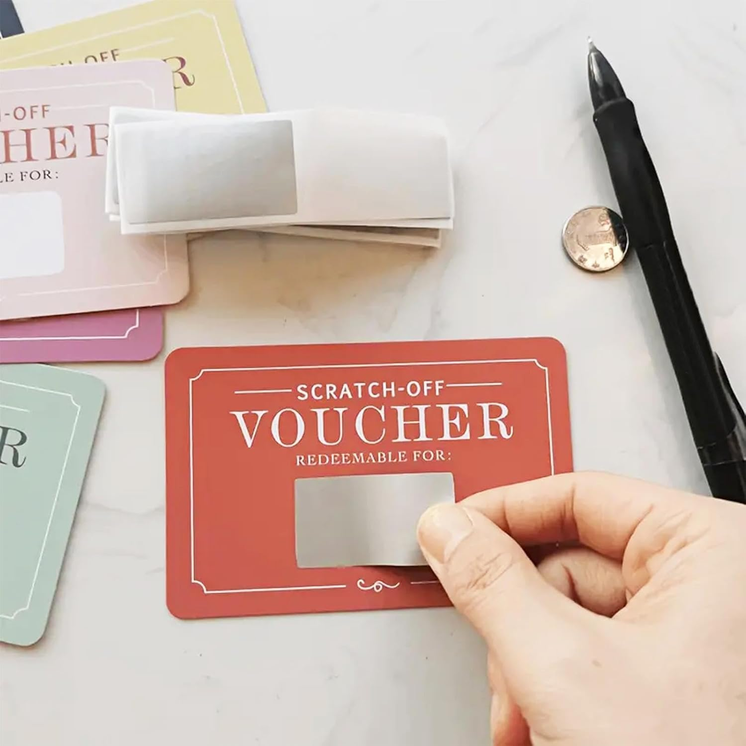 Scratch-Off Love Coupons, Couple Date Cards, Portable Game Props, 24 Cards with Fun Surprises, Perfect for Romantic Game, 4.25X2.76 Inches, Multicolor, 1 Set image number 4