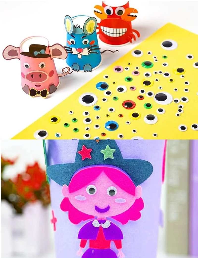 200 Pcs Googly Eyes Self Adhesive Wiggle Eyes for DIY, Multi Colors and Sizes Craft Sticker Eyes image number 4