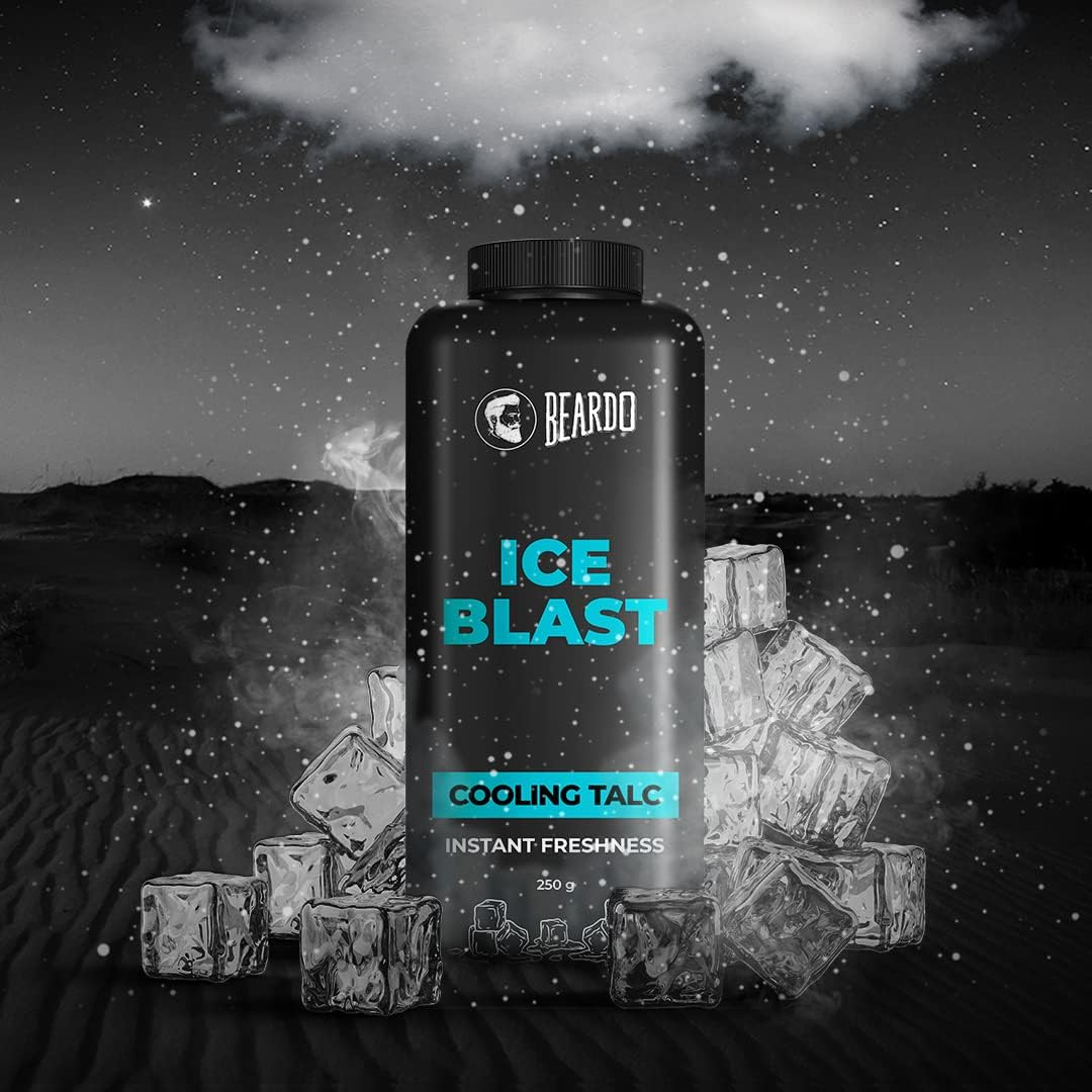 Beardo Ice Blast Cooling Talc, 250G | Menthol Talc for Men | INSTANT ICY Cool Freshness Talcum Powder image number 1