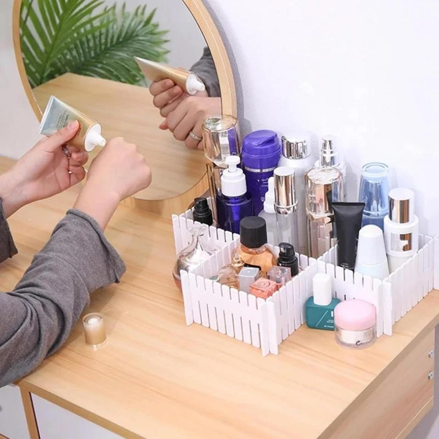 KCTOAMZ 24 PCS Adjustable Drawer Divider DIY Storage Shelves Household Free Combination Partition Board Makeup Sock Underwear Organizer for Desktop,Drawer,Makeup,Dresser (White) image number 2