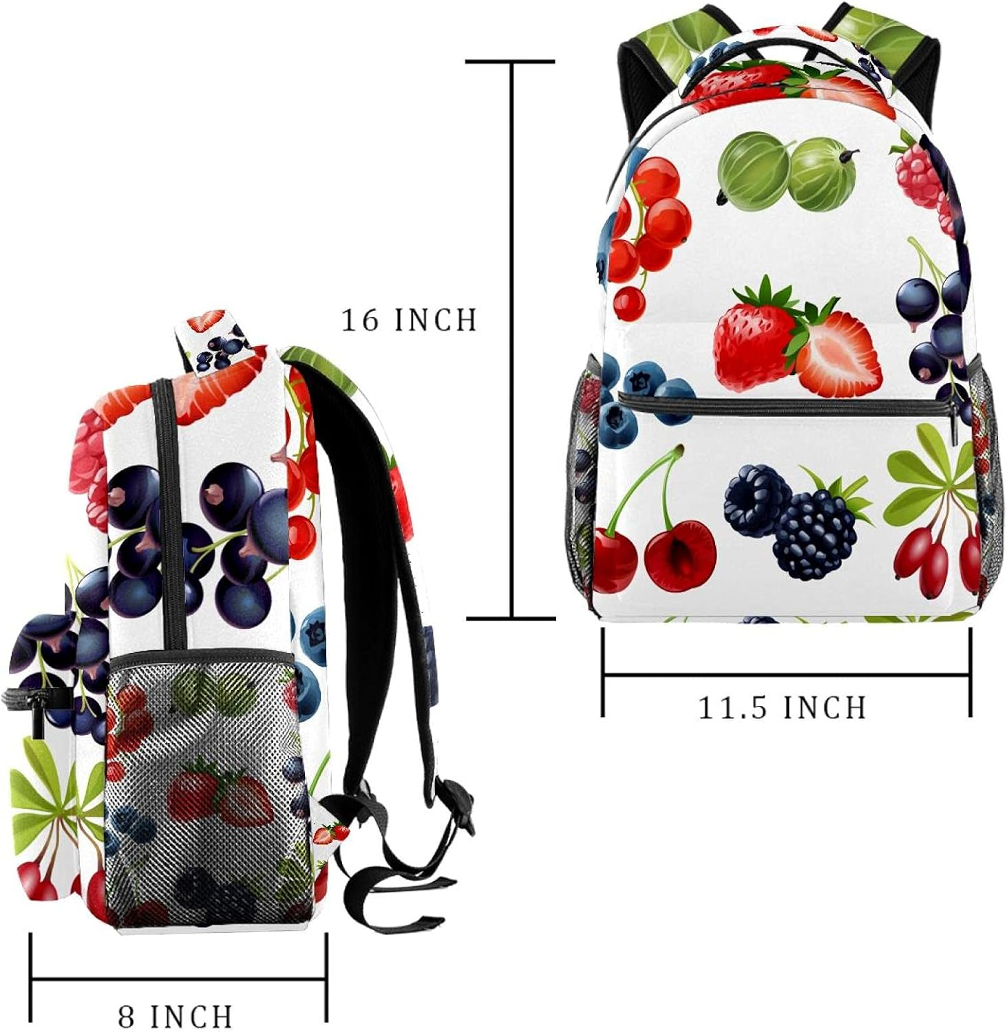 Icons Juicy Ripe Berries Backpack Students Shoulder Bags Travel Bag College School Tote Backpacks