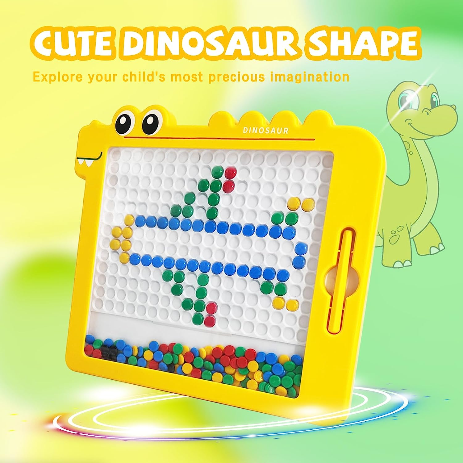 Magnetic Drawing Board Games, Montessori Toys Doodle Pad for Preschool Kids, Toddler Magnetic Pen Early Learning Set (Yellow) image number 1