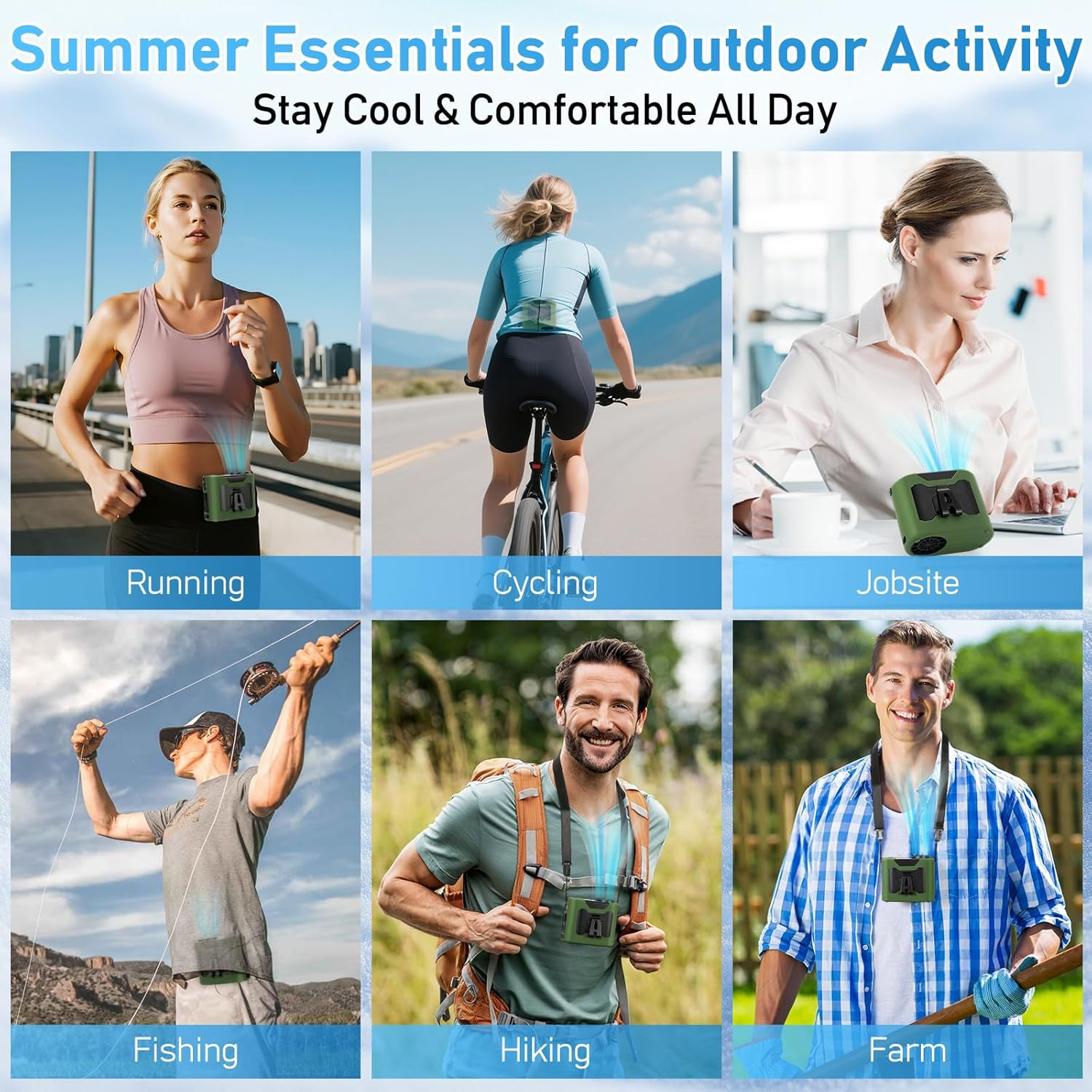 Portable Waist Fan 12000Mah Rechargeable Waist Clip Fan,Max 40H Work Time,16000Rpm Powerful 5 Speeds with LED Flashlight Portable Fan Personal Cooling Fan for Outdoor Jobsite Camping Travel image number 4