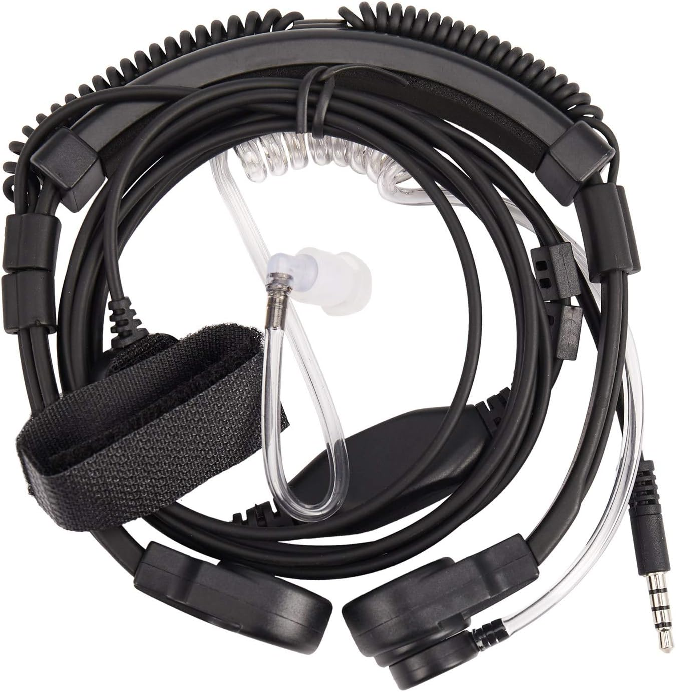 Bjworeye 3.5Mm Adjustable Throat Mic Microphone Covert Acoustic Tube Earpiece Headset with Finger PTT for Android Mobile Phone image number 3