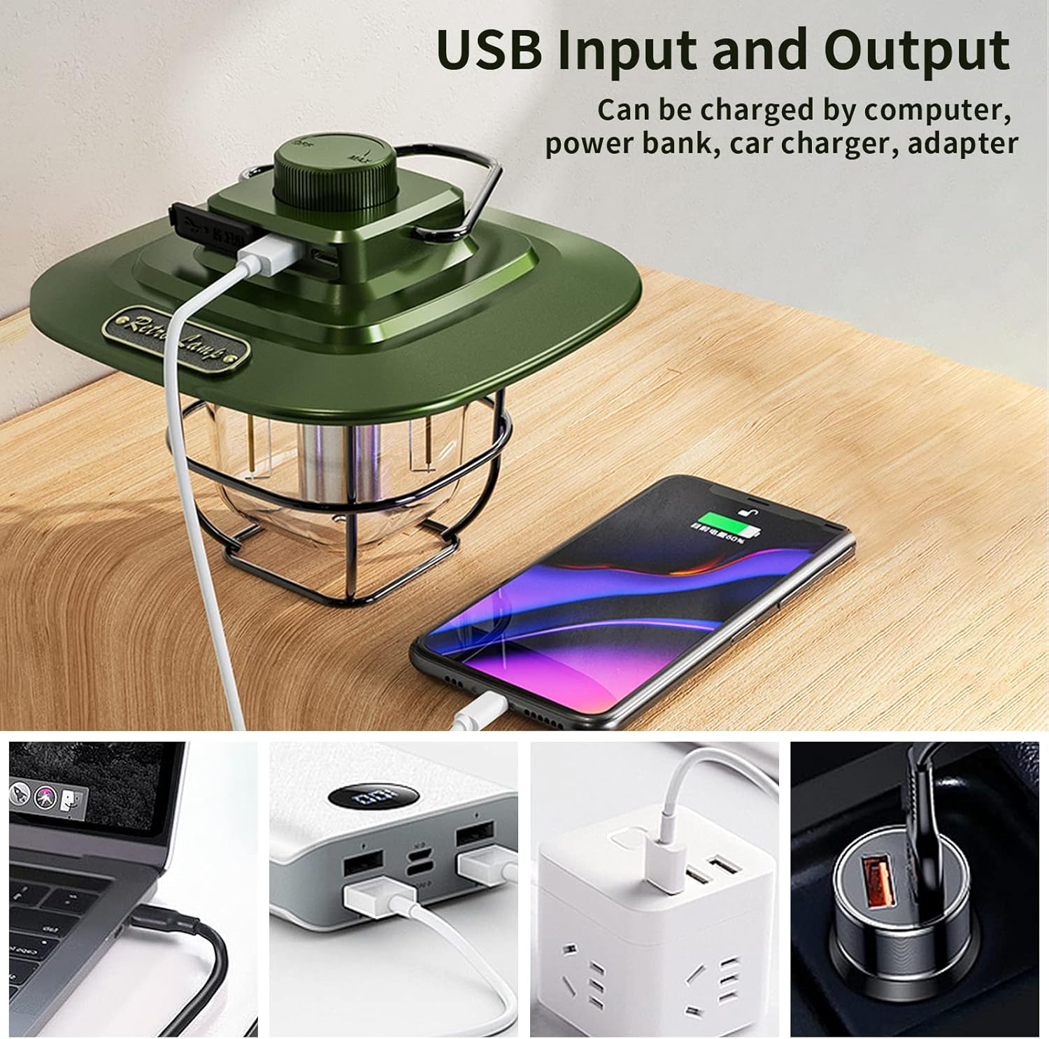 LETOUR Rechargeable Lantern, 2000Mah Type-C LED Camping Lantern, IP65 Waterproof Camping Tent Light Dimmable Brightness Camping Lamp Lantern Power Bank for Camping, Hiking, Emergency, Fishing image number 1