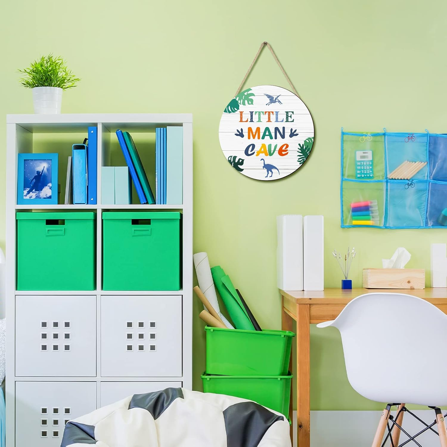 Little Man Cave Wooden Sign Dinosaur Quote Wood Plaque Nursery Hanging Wall Art Decor for Kids Toddler Boys Bedroom Playroom Living Room Decorations image number 5