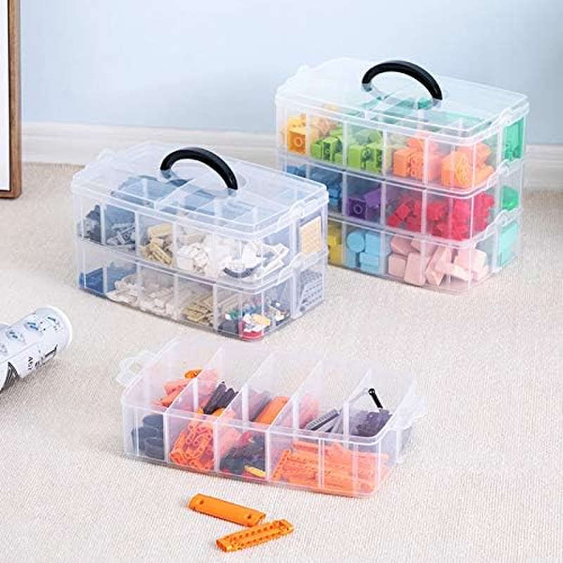 Sooyee 3-Layer Things & Crafts Storage Box with 30 Adjustable Compartments for Organizing Washi Tape, Embroidery Accessories, Threads Bobbins, Kids Toy, Nail Polish, Jewelry - Large image number 2