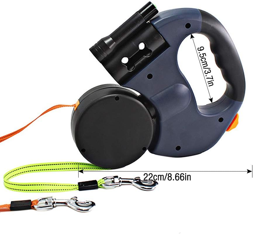 Gobesty Double Retractable Dog Lead, 3 M Double Leash for Two Dogs Flexible Double Dog Lead with Anti-Slip Handle, Bright Flashlight and Waste Bag Dispenser Suitable for Small and Medium-Sized Dogs image number 5