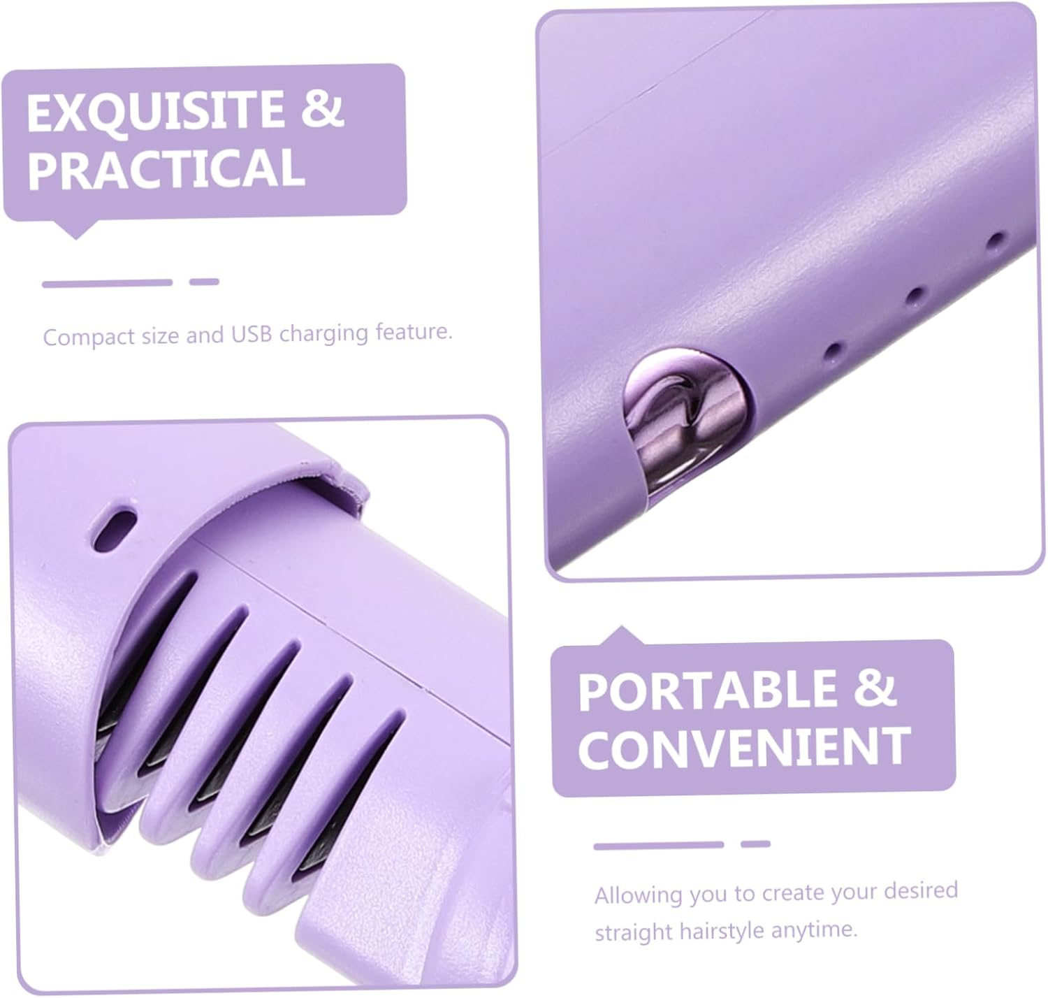 Gatuida USB Rechargeable Cordless Hair Straightener Brush Portable Compact Heated Comb for Travel Gentle Hair with Scalp Massage Function Damage Minimizing Material Convenient USB Charging image number 1
