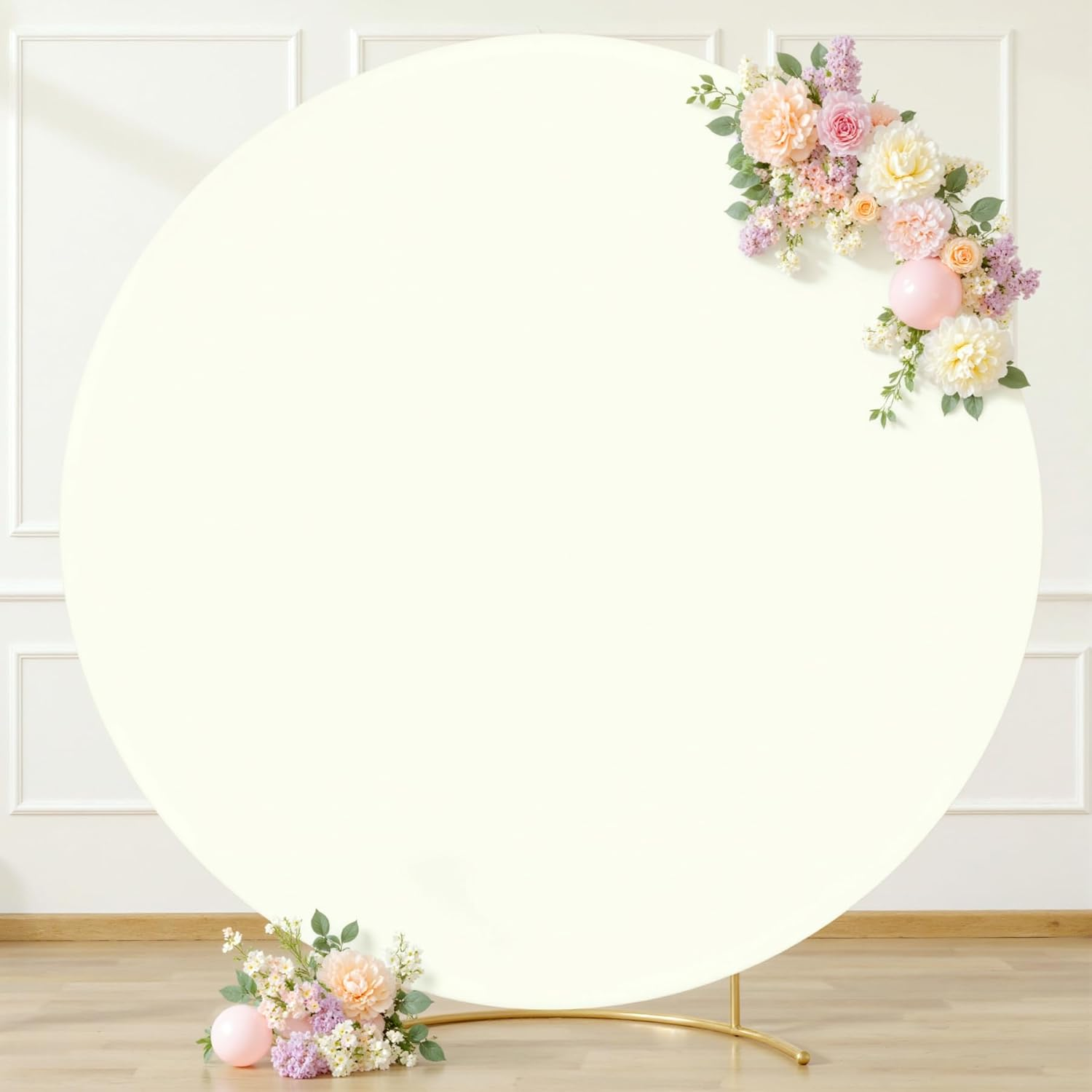 7.2 FT Ivory round Backdrop Cover for Circle Balloon Arch Stand Stretchy Circle Arch Backdrop Covers for Wedding Arch Baby Shower Birthday Party Photo Shoot Photography Arch Background Decorations image number 7