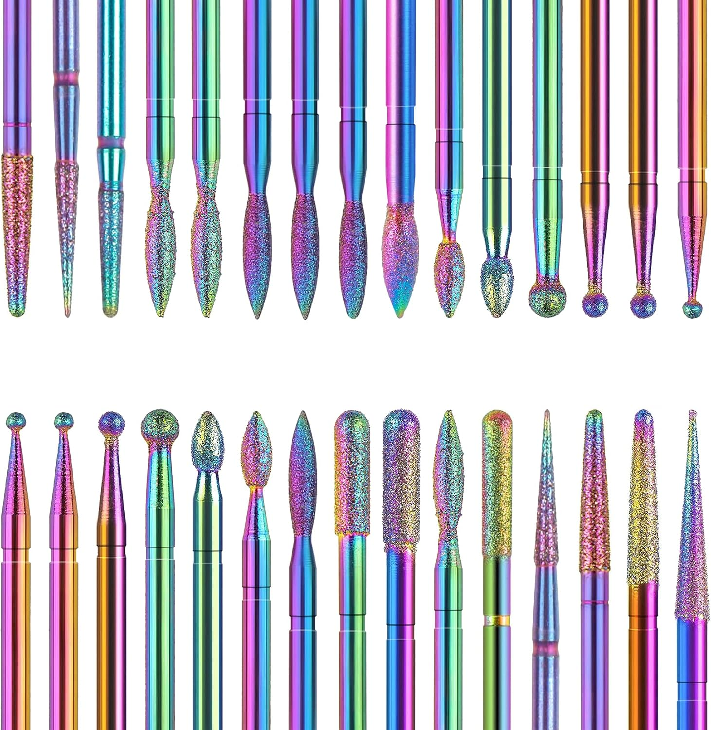 Homeet Pack of 30 Nail Cutter Bits Colourful Diamond Professional Nail Cutter Attachments Removal Gel Acrylic Cuticle Tungsten Carbide Nail Drill for Manicure Pedicure image number 5