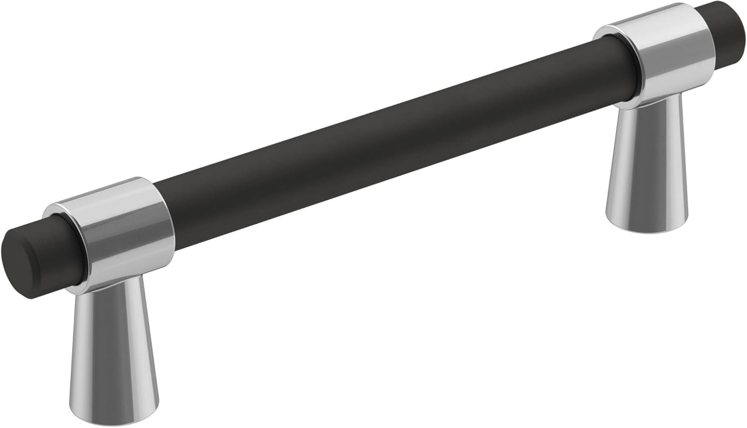 Amerock | Cabinet Pull | Polished Chrome/Matte Black | 3-3/4 Inch (96 Mm) Center-To-Center | Mergence | 1 Pack | Drawer Pull | Cabinet Handle | Cabinet Hardware