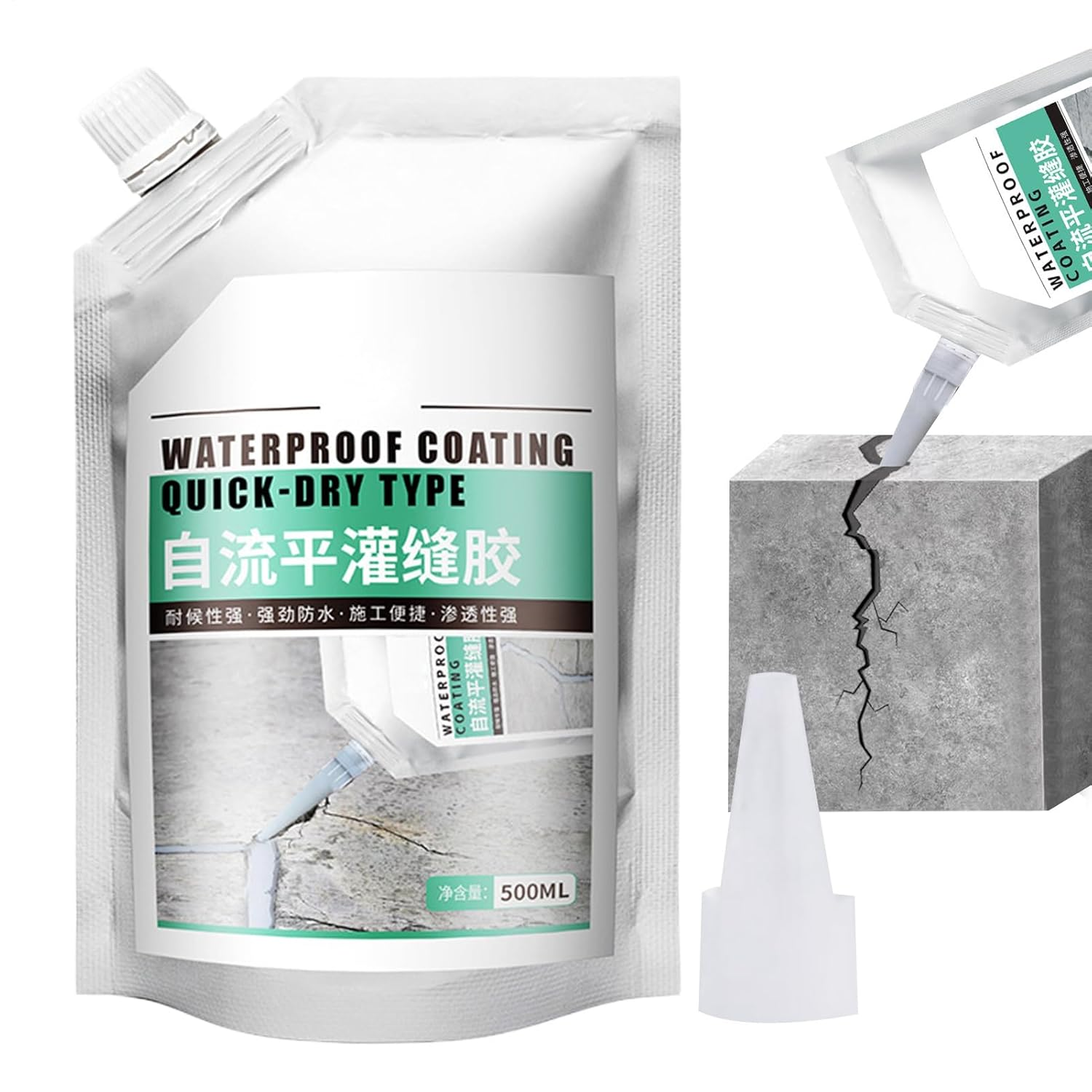 Concrete Crack Repair,500Ml Concrete Repairing Adhesive | Wear-Resistant Quick-Drying Crack Sealing Glue for Exterior Wall Stone Floor Wood Brick image number 5