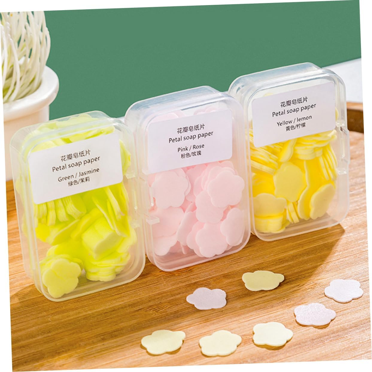 POPETPOP Portable Soap Flakes Travel Kit 16 Boxes of Disposable Hand Washing Soap Slices Lemon Milk Rose Jasmine for Travel Camping and Outdoor Use image number 3