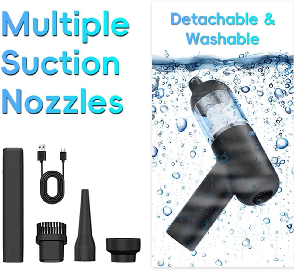 Cordless Handheld Car Vacuum Cleaner,6000Pa Super Suction Power Car Vacuum for Wet & Dry Clean,4-In-1 with LED Light Rechargeable Portable Vacuum Cleaner for Cars,Home,Offices, Pet Hair