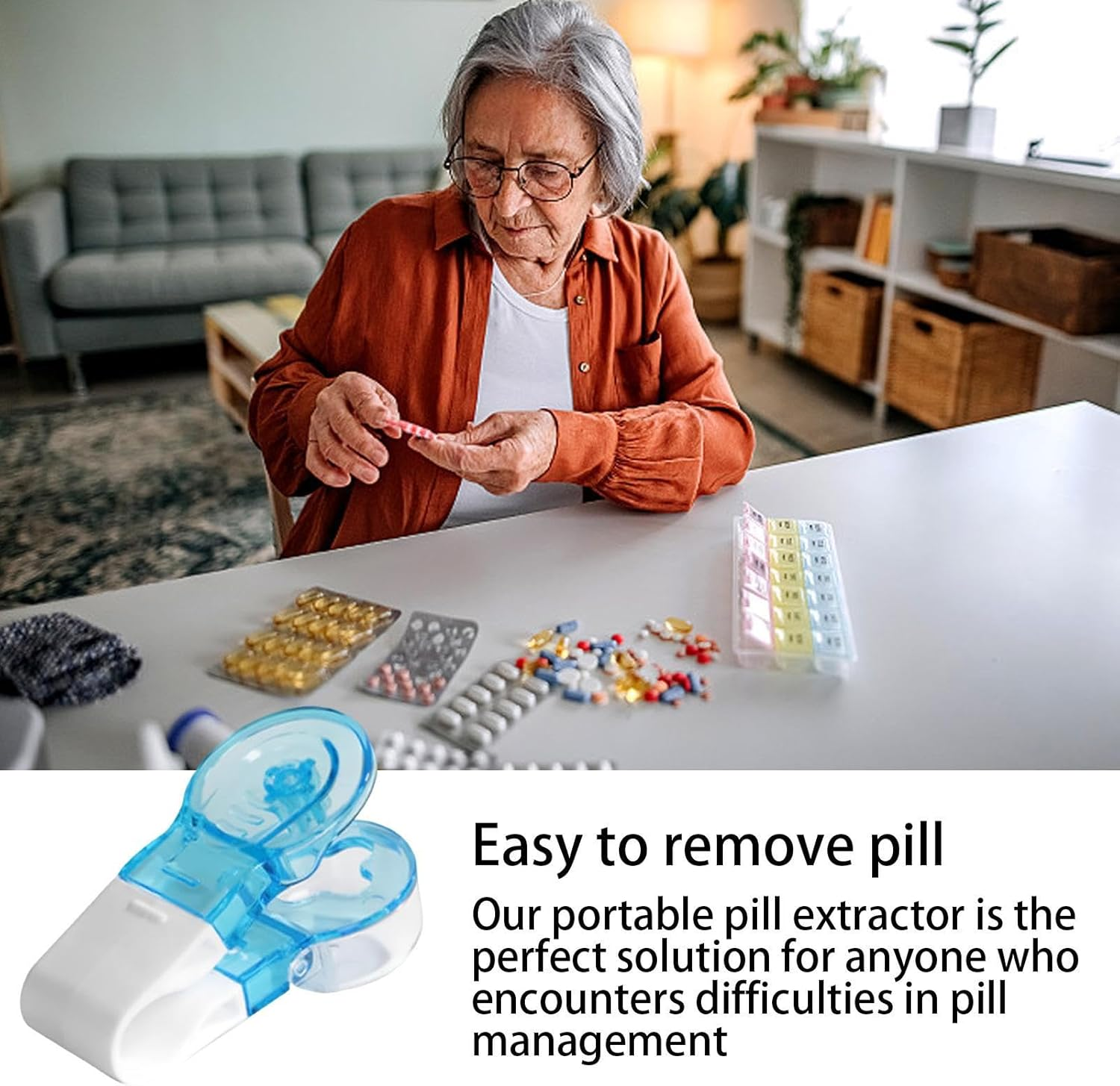 Pill Popper for Blister Pack - 1/2/3 Portable Pill Taker,Small Pills Dispenser Remover,Pill Puncher with Container,Pill Puncher for Blister Packs,Pill Dispenser,Easy to Take Out Pills from Package