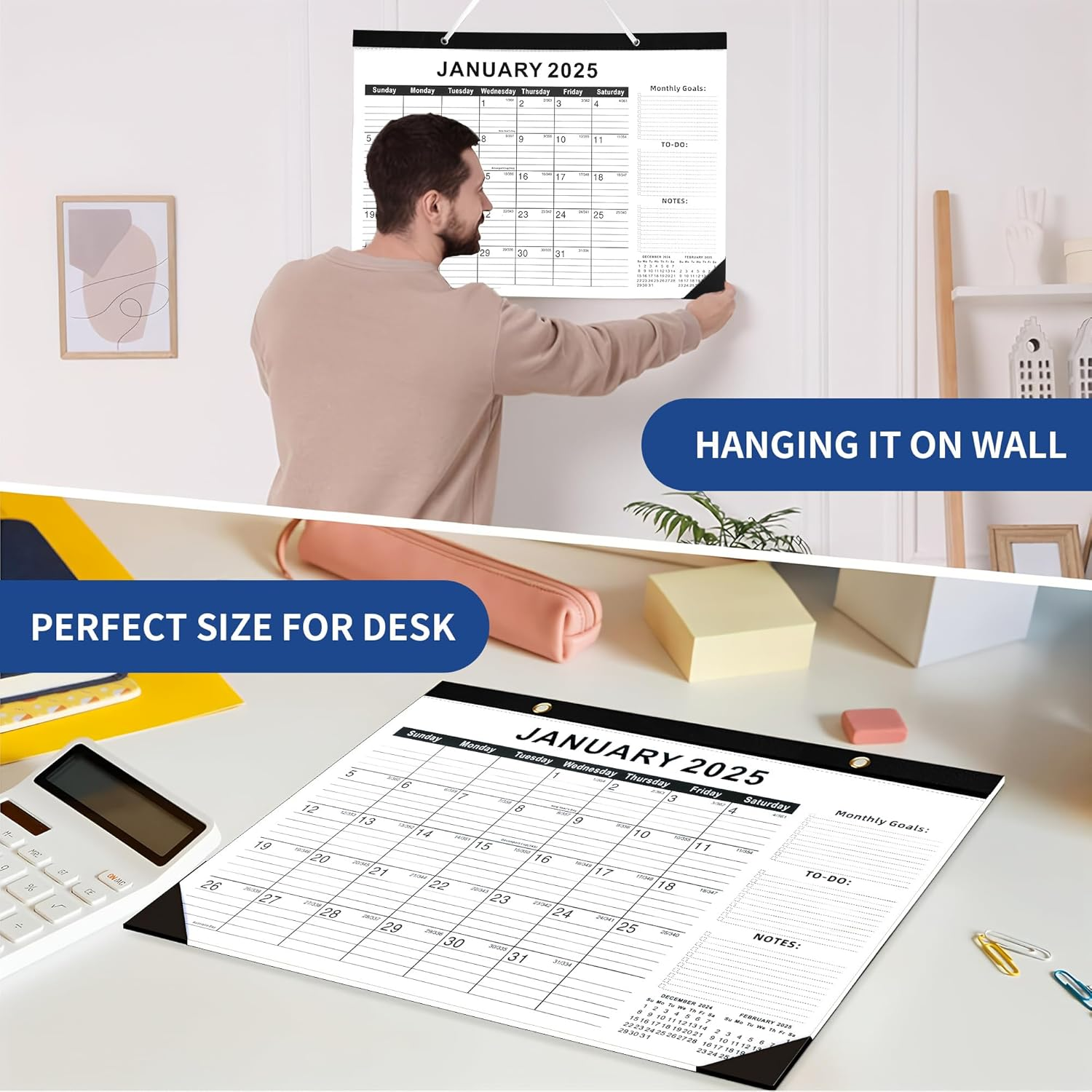 2025-2026 Large Wall Calendar, Wall Calendar 18 Months -January 2025-June 2026, Desk Calendars Planner 2026 with To-Do List,Thick Paper,Colored Stickers,2025 Desk Calendar 43 X 30 Cm Daily Plan Planning Use Home/Office image number 5
